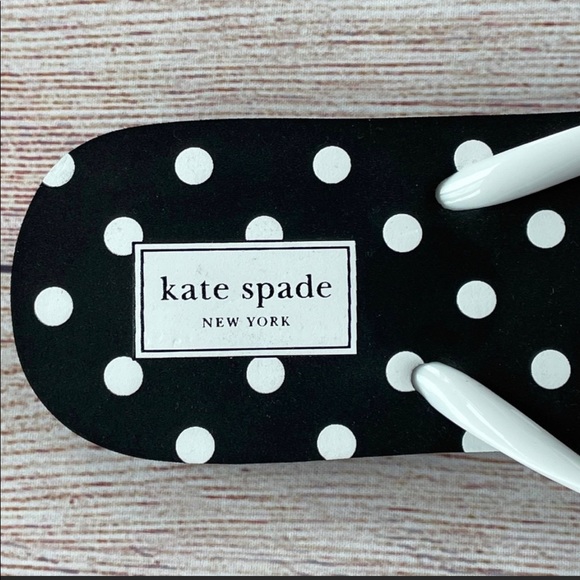 NEW Kate Spade SZ 6♠️B&W, Bow,Polka-Dot Flip-Flops - Picture 2 of 9